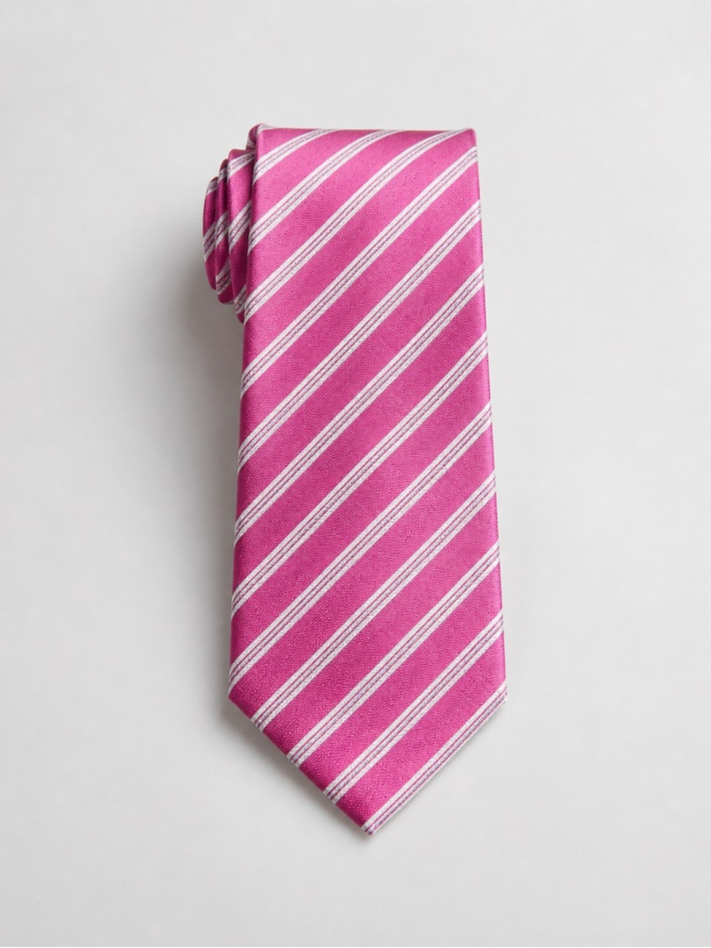 DONALD J TRUMP Signature Collection Tie Pink Striped 100% Silk Crest & Gold Bar